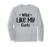 Wild Like My Curls Carino Capelli Ricci Divertente Maglia a Manica