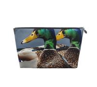 Wild Mallard Ducks - Trousse da viaggio con cerniera dorata, organizer per trucchi e articoli da toeletta per donne, mamme e ragazze, Argento, One Size, Beauty case