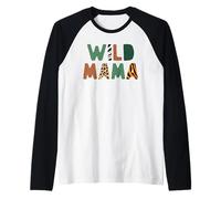 Wild Mama Zoo Born Wild Birthday Safari Famiglia nella Giungla Maglia con Maniche Raglan