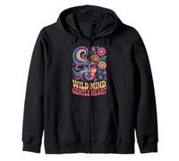 Wild Mind Gentle Heart Psichedelico Face Flowers Felpa con Cappuccio