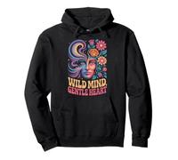 Wild Mind Gentle Heart Psichedelico Face Flowers Felpa con Cappuccio
