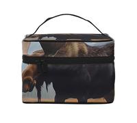 Wild Moose Forest Travel Makeup Bag - Organizer portatile per articoli da toeletta con scomparti con cerniera per spazzole, bottiglie e prodotti per la cura della pelle