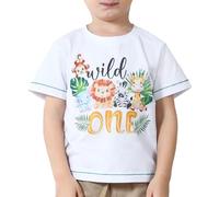 Wild One - Camicia per il primo compleanno "Sono Selvaggio e Compio 1 Anno" - Abbigliamento per il primo compleanno del bambino, Bianco-b, 1T