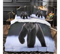 Wild Orso Walking Set Di Copripiumino 3 Pezzi microfibra morbida stampa di 3D con cerniera Nature Wildlife Set Di Copripiumino con federa soffice traspirante ultra morbido for adulti King（220x240cm）