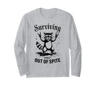 Wild Raccoon Rock n Roll Mano Segno Animale Grafico Maglia a Manica