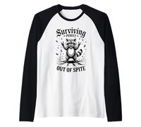 Wild Raccoon Rock n Roll Mano Segno Animale Grafico Maglia con Maniche Raglan