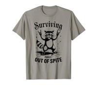 Wild Raccoon Rock n Roll Mano Segno Animale Grafico Maglietta