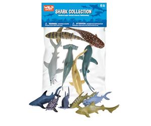 Wild Republic 64577 - Borsa con collezione di animali, Squali, 6 pezzi