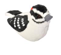Wild Republic Audubon Birds Downy Woodpecker Plush with Authentic Bird Sound Stuffed Animal Bird Toys for Kids & Birders