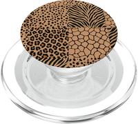 Wild Safari Animal Patchwork Beige Pattern Collage PopSockets PopGrip per MagSafe