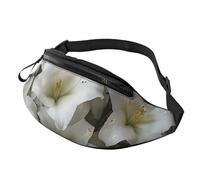 Wild Seas Marsupio da donna e uomo, alla moda, regolabile, per allenamento, corsa, viaggi, stile casual, Bouquet Di Giglio Bianco, Taglia unica