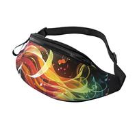 Wild Seas Marsupio da donna e uomo, alla moda, regolabile, per allenamento, corsa, viaggi, stile casual, Melodia nota musicale arcobaleno, Taglia unica