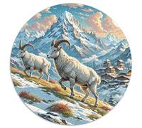 Wild Sheep Climbing Cliff 1000 Pezzi Jigsaw Puzzle Adulti Art Round Jigsaw Puzzle Idea Regalo Donna Per Adulti E Bambini Da 14 Anni E Più Stampa Di Alta Qualità 1000pcs (67.5x67.5cm)