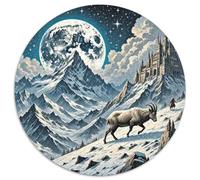 Wild Sheep Climbing Cliff 1000 Pezzi Puzzle Grande Adulti Art Puzzle Rotondo Idea Regalo Donna Per Adulti E Bambini Stampa Di Alta Qualità 1000pcs (67.5x67.5cm)