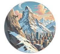 Wild Sheep Climbing Cliff 1000 Pezzi Puzzle Per Adulti Art Puzzle Rotondo Creativo Per Bambini Decompressione E Regalo Per Adulti E Bambini Da 14 Anni E Più Stampa Di Alta Qualità 1000pcs (67.5x67.5cm