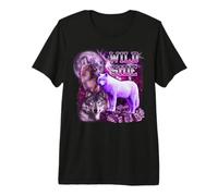 Wild Side Wolf On Moon Galaxy Funny Three Wolves Lover Maglietta Premium