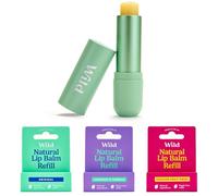 Wild Starter kit per balsamo labbra naturale ricaricabile - Include custodia in alluminio sage & 3 ricariche per balsamo labbra in varie profumazioni - Passionfruit Swirl, Original e Coconut & Vanilla