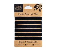 Wild & Stone | Confezione da 6 | Elastici per capelli 100% biodegradabili e privi di plastica | 100% cotone biologico e gomma naturale di origine vegetale | Fermacoda che non lascia pieghe (nero)