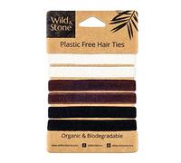 Wild & Stone | Confezione da 6 | Elastici per capelli 100% biodegradabili e privi di plastica | 100% cotone biologico e gomma naturale di origine vegetale | Fermacoda che non lascia pieghe (naturale)