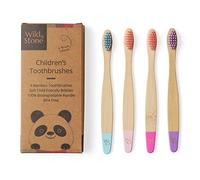 Wild & Stone | Spazzolino da denti in bambù biologico per bambini | Confezione da 4 | Manico biodegradabile al 100% | Senza BPA | Spazzolini da denti ecologici per bambini (Caramella)