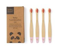 Wild & Stone Spazzolino da denti in bambù per bambini, confezione da 4, setole morbide vegane, senza BPA, manico in bambù MOSO certificato FSC