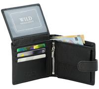 WILD THINGS ONLY !!! Portafoglio da uomo in pelle portafoglio molti scomparti protezione RFID, C / orizzontale / nero, Contemporaneo