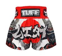 Tuff Sport Pantaloncini da Muay Thai da boxe, stile tradizionale, MMA, kickboxing, Tuf-MS659-bianco, S