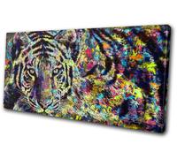 Wild Tiger Big Cat Colourful Paint Animals SINGLE TELA parete arte foto stampa