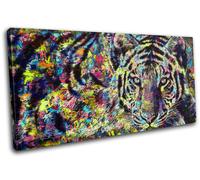 Wild Tiger Big Cat Colourful Paint Animals SINGLE TELA parete arte foto stampa