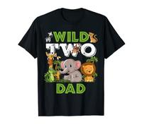 Wild Two Dad Zoo Compleanno Safari Jungle Animali Maglietta