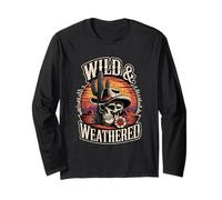 Wild & Weathered Cowboy Skull Cactus Cactus Country Western Maglia a Manica