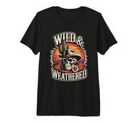 Wild & Weathered Cowboy Skull Cactus Cactus Country Western Maglietta Premium
