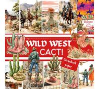 WILD WEST-CACTI SCRAPBOOK PAPER: This is a COWBOY THEMED craft paper SHEETS, used in DIY junk journals, EPHEMERA, ORIGAMI, DECOUPAGE, MIXED MEDIA ART, Collage
