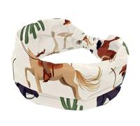 Wild West Cactus Vintage Cowboys Horses Pattern Wide Fasce per la testa da donna, fascia elastica per capelli, antiscivolo, fascia per capelli sportiva, alla moda, per yoga, allenamento, uso