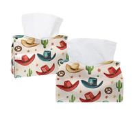 Wild West Cappelli da cowboy con stelle e cactus, copertura rettangolare porta fazzoletti decorativo per il viso, dispenser per tovaglioli per bagno, cucina, tavolino da caffè auto