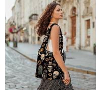 Wild West Collection - Borsa tote in tela da donna, con cactus, toro, teschio, cappello da cowboy, riutilizzabile, lavabile ed ecologica, Multicolore 05, 14.1x14.9in/36x38cm