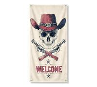 Wild West Cowboy copertura porta striscioni decorativi, vintage disegno pistole e cappello decorazione porta d'ingresso, interni ed esterni, rustico, da appendere, tema occidentale, 91 x 183 cm