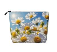 Wild White Daisy Flower Print Makeup Bag Borsa cosmetica per le donne Grande Capacità Viaggio Makeup Bag Zipper Pouch