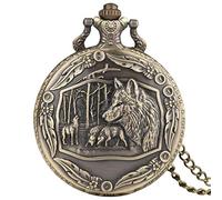 Wild Wolf Bronze Pocket Watch Men's and Women's Pendant Pocket Watch Quartz Clock Necklace Pocket Watch Gift Gift 1