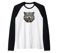 Wild Wolf Grafitti Style Wilderness Wolves Predator Maglia con Maniche Raglan