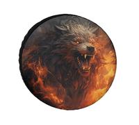Wild Wolf in The Fire - Copricerchi impermeabili anti UV, 66 cm, per asse singolo, per camper, camion, SUV, rimorchi, universali, per tutte le stagioni