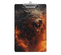 Wild Wolf in The Fire - Portablocco in acrilico, grazioso portablocco decorativo, 31,8 x 21,6 cm, formato A4, clip in acrilico per aule, insegnanti, forniture per ufficio