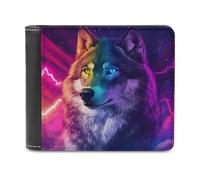 Wild Wolf - Portafoglio a due ante colorato, in pelle PU, sottile, per donne e uomini, idea regalo, Stile:, Taglia unica