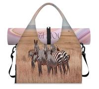 Wild Zebra, borsone sportivo con scomparto per scarpe, borsa da viaggio con zebra africana per il fine settimana, per la palestra, lo yoga e i viaggi, Colore, L, Borsone da viaggio