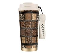 Wild Zoo - Borraccia con coperchio con cannuccia, in acciaio inox, a bocca larga, isolata, a prova di perdite, da donna, colore bianco