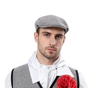 Wildarms Cappellino Chulapo Quadri Bianco e Nero - Berretto Tradizionale Madrid, per Costume Chulapo Uomo e Donna, Accessorio Festa San Isidro Carnevale (60)