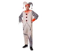 Wildarms Costume da clown spaventoso da uomo, costume per adulti sanguinante per Halloween, tuta da clown assassino di corte - M