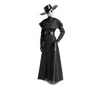 Wildarms Costume da medico della peste per Halloween, set 6 in 1 con maschera e cappello, costumi spaventosi per uomini, oggetti di scena per feste horror, nero, Medium