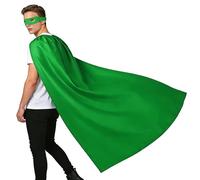 Wildarms Mantello e maschera da supereroe per adulti per Halloween/cosplay - accessori per feste in costume di vampiri ed eroi (verde, 35"/90CM)