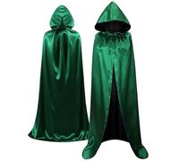 Wildarms Mantello lungo di vampiro con cappuccio colorato - feste di Halloween, compleanno e Carnevale (verde, 140 cm)